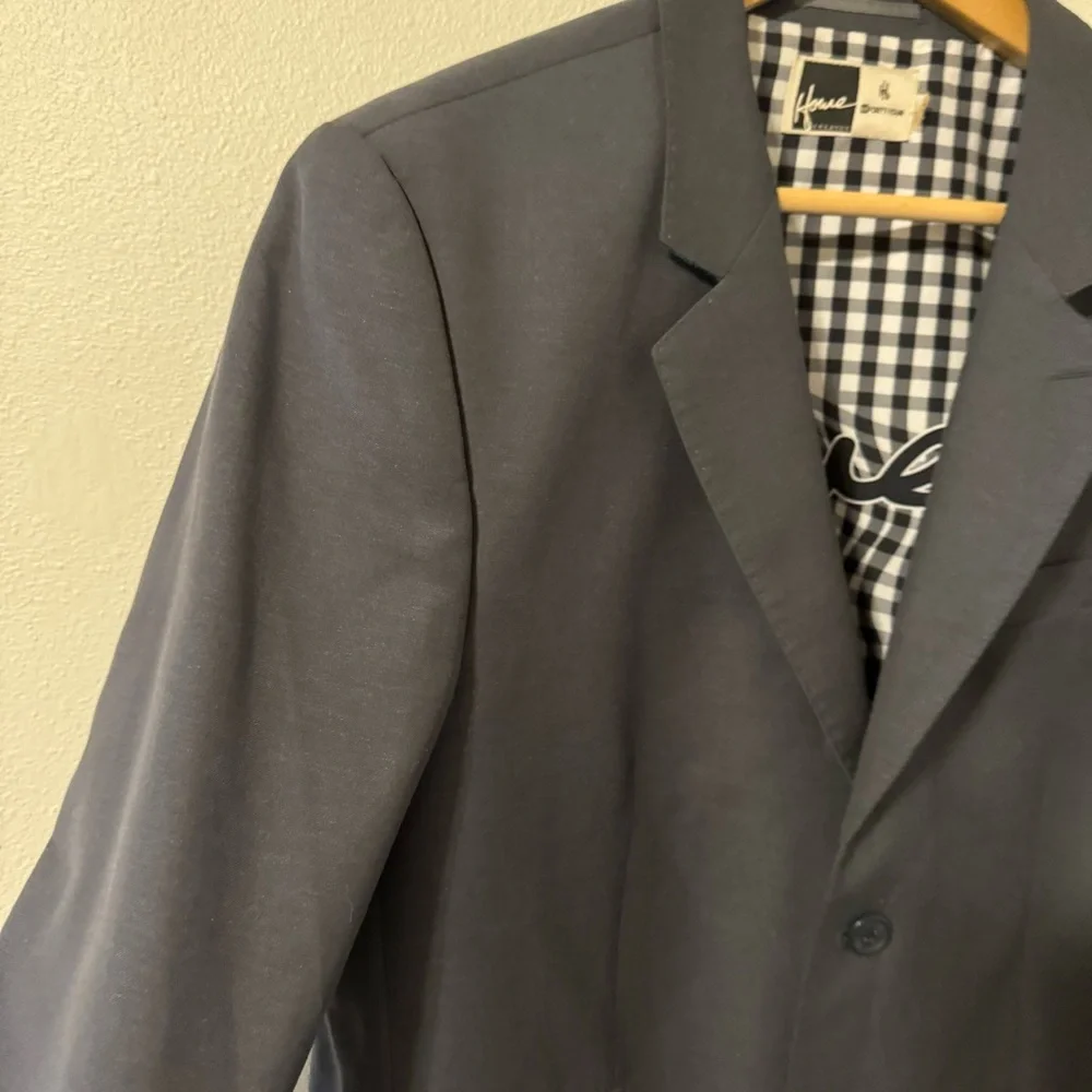 Howe Classic Gray Sports Blazer Contrast Gingham Lining NWOT-44